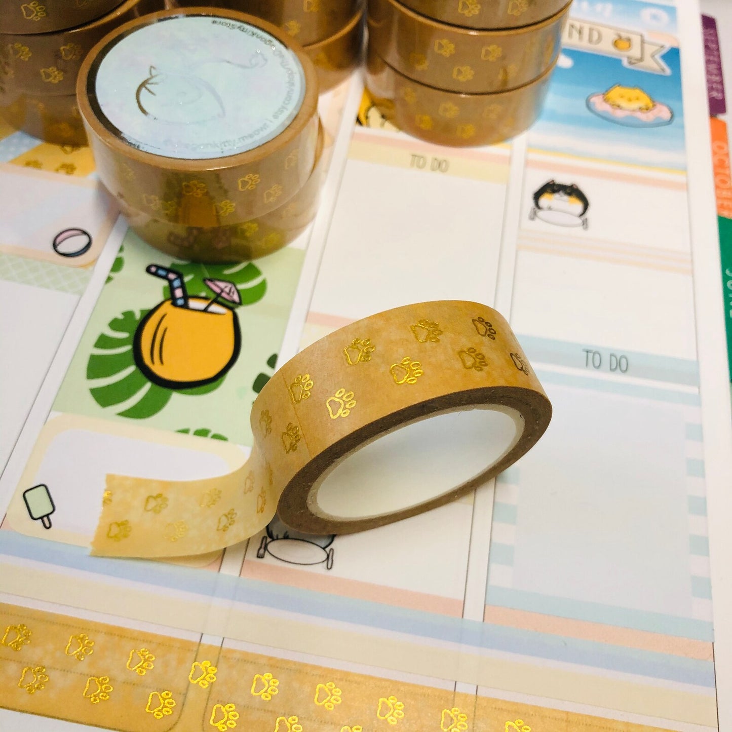 Sandy Paws Gold Foil Washi Tape