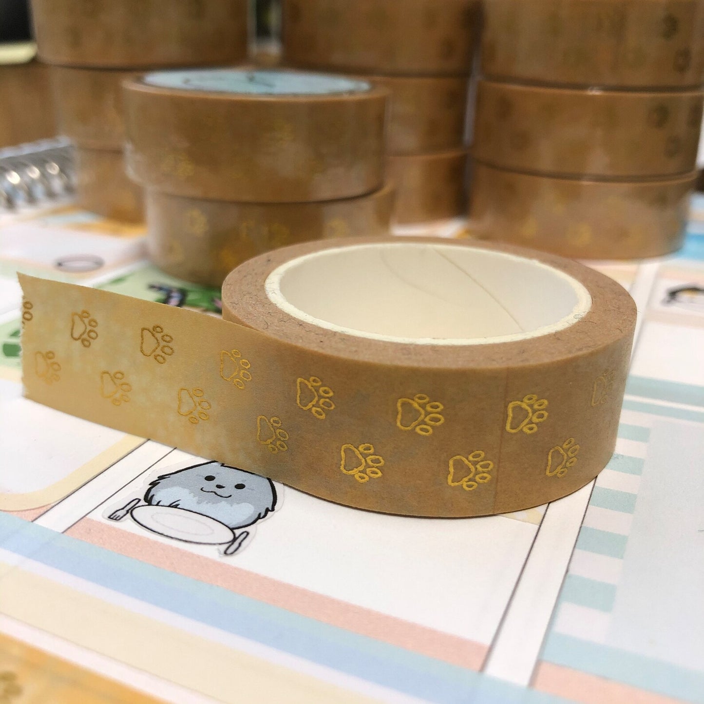 Sandy Paws Gold Foil Washi Tape