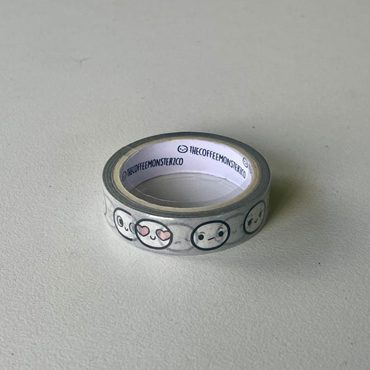 [LIMIT 1 PER PERSON] TheCoffeeMonsterzCO Stone Grey Emoti Heads Sample Washi Tape
